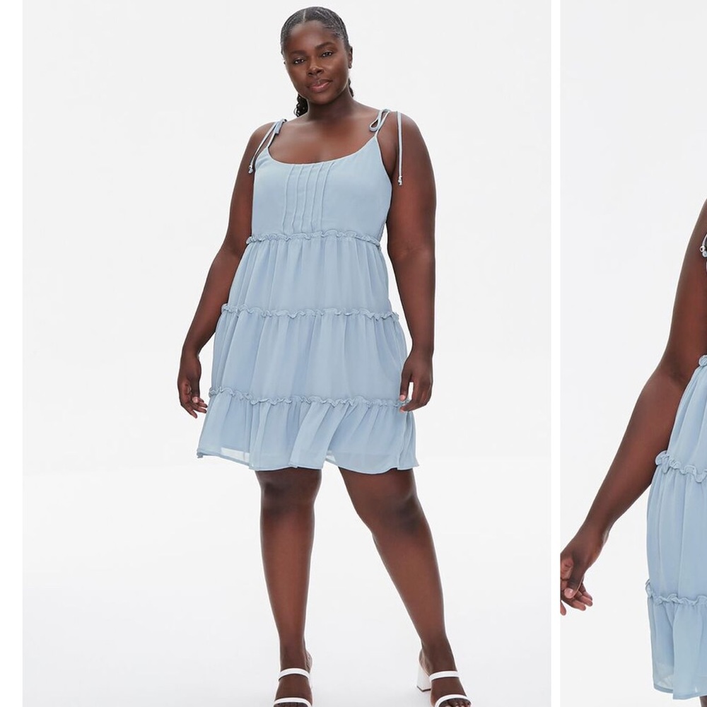 Forever 21 Plus // Blue Chiffon Cami Dress